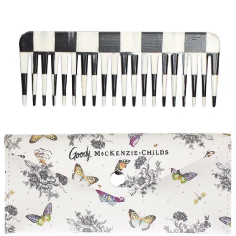 MacKenzie-Childs Black and White Striped Comb with Carrying Case